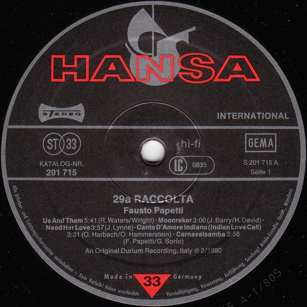 Fausto Papetti : 29a Raccolta (LP, Album)