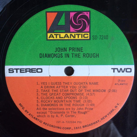 John Prine : Diamonds In The Rough (LP, Album, PR )