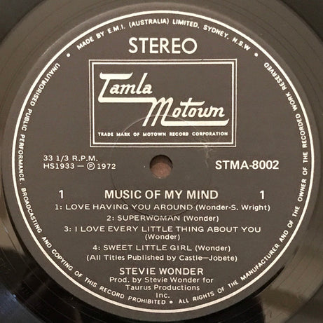 Stevie Wonder : Music Of My Mind (LP, Album, RE)