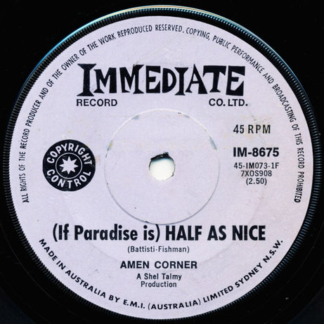 Amen Corner : (If Paradise Is) Half As Nice (7", Single)
