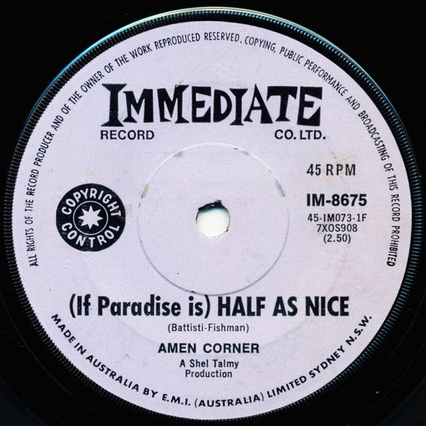 Amen Corner : (If Paradise Is) Half As Nice (7", Single)