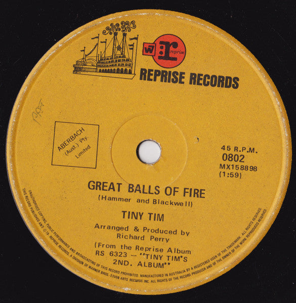 Tiny Tim : Great Balls Of Fire (7", Single)