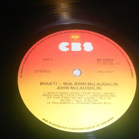 Shakti (2) : Shakti With John McLaughlin (LP, Album)