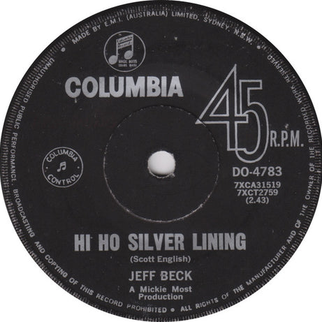 Jeff Beck : Hi Ho Silver Lining (7")