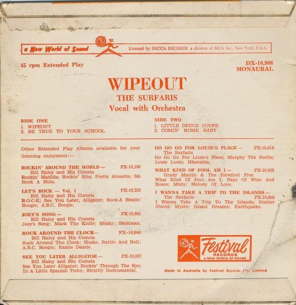 The Surfaris : Wipeout! (7", EP)