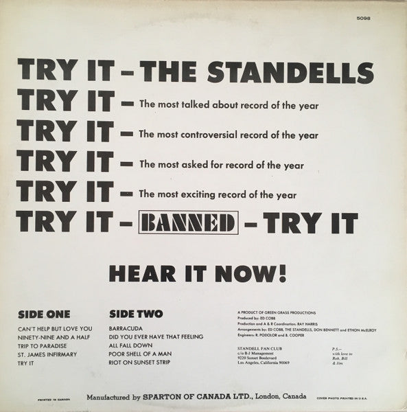 The Standells : Try It (LP, Album)
