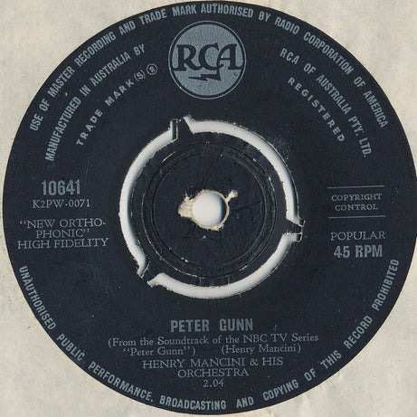 Henry Mancini And His Orchestra : Peter Gunn (7", Single)