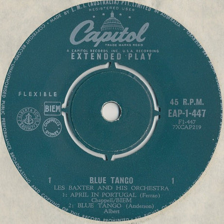 Les Baxter & His Orchestra : Blue Tango (7", EP)