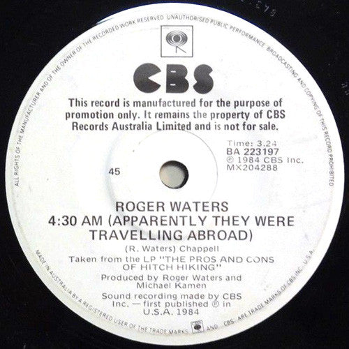 Roger Waters : 5:01 AM (The Pros And Cons Of Hitch Hiking) (7", Single, Promo, W/Lbl)