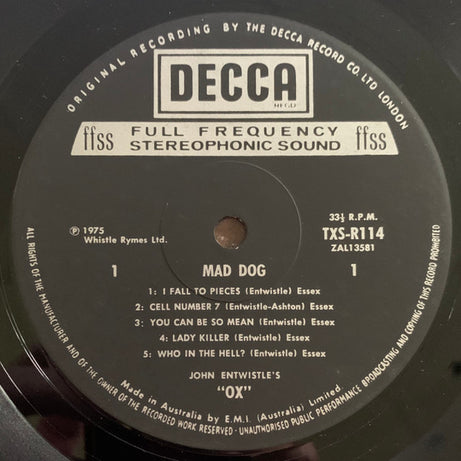 John Entwistle's Ox : Mad Dog (LP, Album)