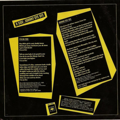 Bruce Springsteen : I'm On Fire (7", Single)