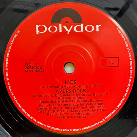 Ayers Rock (2) : Lies (7", Single, Pic)