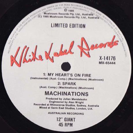 Machinations : My Heart's On Fire (12", Ltd)