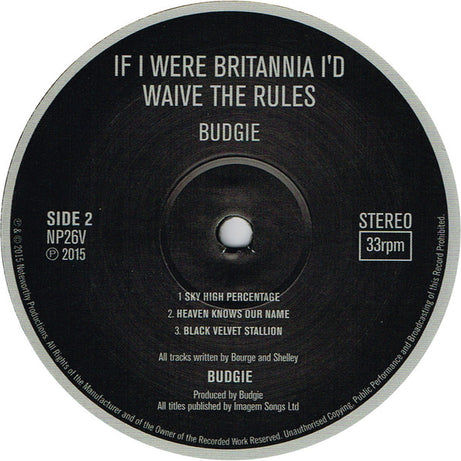 Budgie : If I Were Brittania I'd Waive The Rules (LP, Album, RE, 180)