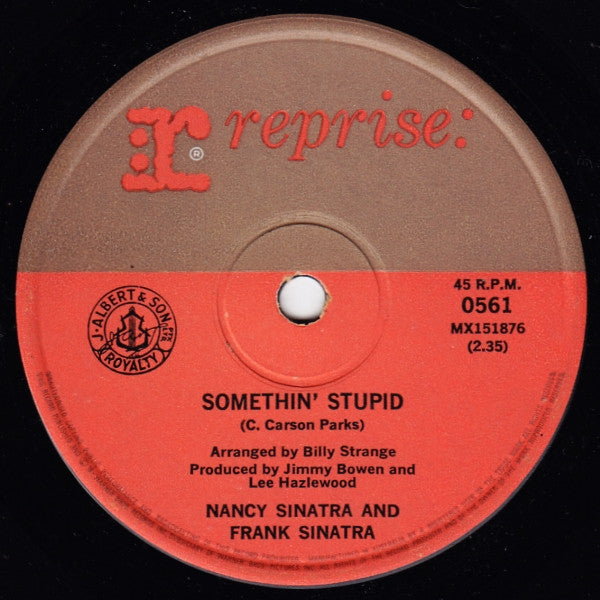 Nancy Sinatra And Frank Sinatra : Somethin' Stupid (7", Single)