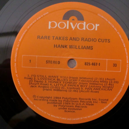 Hank Williams : Rare Takes & Radio Cuts (LP, Comp)
