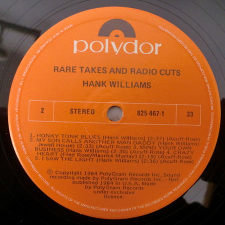 Hank Williams : Rare Takes & Radio Cuts (LP, Comp)