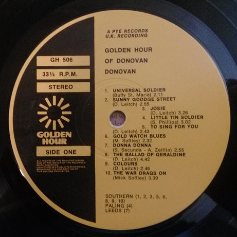 Donovan : Golden Hour Of Donovan (LP, Comp)