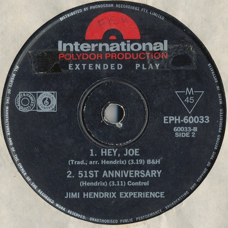 The Jimi Hendrix Experience : The Wind Cries Mary (7", EP, Mono, Bla)