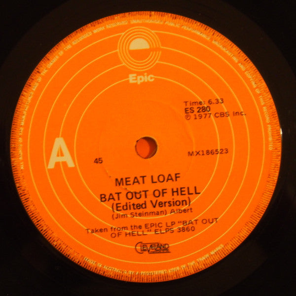 Meat Loaf : Bat Out Of Hell (7", Single)
