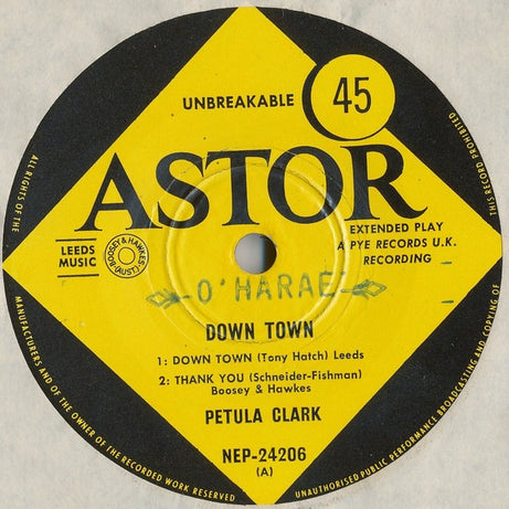 Petula Clark : Downtown (7", EP, Mono)