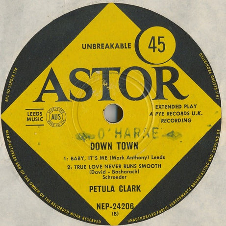 Petula Clark : Downtown (7", EP, Mono)