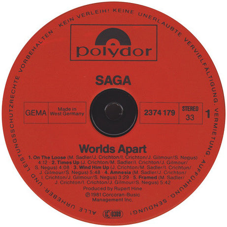 Saga (3) : Worlds Apart (LP, Album)