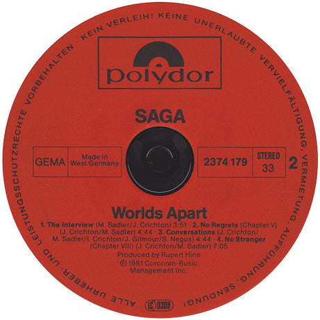 Saga (3) : Worlds Apart (LP, Album)