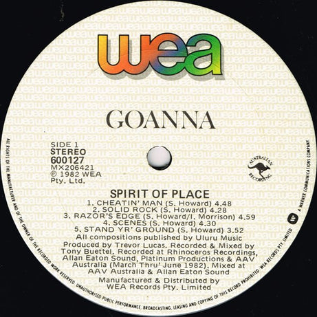 Goanna : Spirit Of Place (LP, Album, Gat)