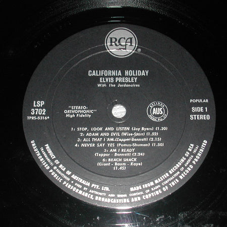 Elvis Presley : California Holiday (LP, Album)