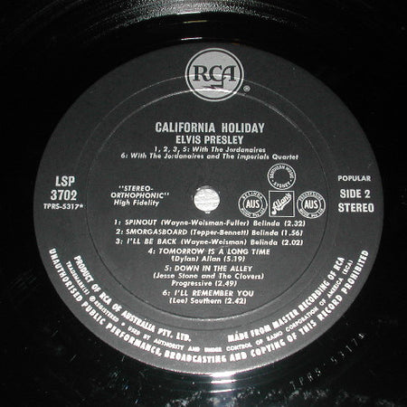 Elvis Presley : California Holiday (LP, Album)