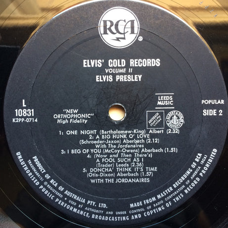 Elvis Presley : 50,000,000 Elvis Fans Can't Be Wrong - Elvis' Gold Records, Volume 2 (LP, Comp, Mono)