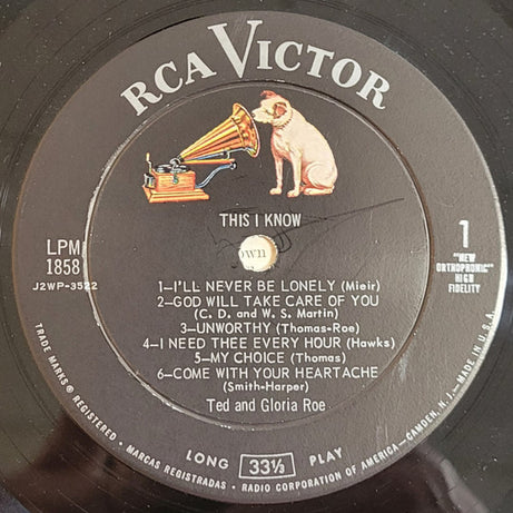 Ted & Gloria Roe : This I Know (LP, Album, Mono)