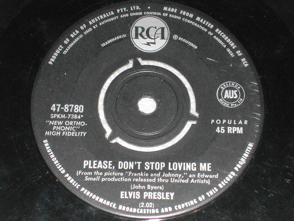 Elvis Presley : Frankie And Johnny / Please Don't Stop Loving Me (7", Single)