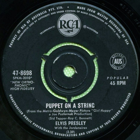 Elvis Presley With The Jordanaires : Tell Me Why / Puppet On A String (7", Single)