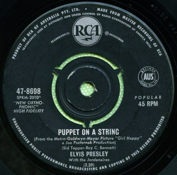 Elvis Presley With The Jordanaires : Tell Me Why / Puppet On A String (7", Single)