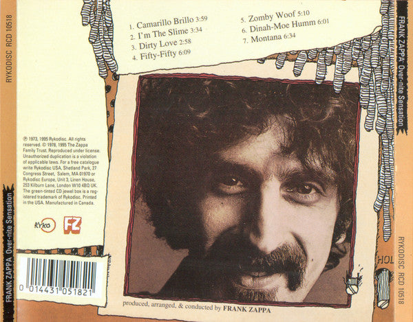 Frank Zappa, The Mothers : Over-Nite Sensation (CD, Album, RE, RM)