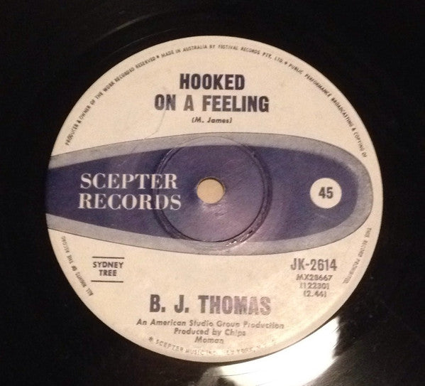 B.J. Thomas : Hooked On A Feeling (7", Single)