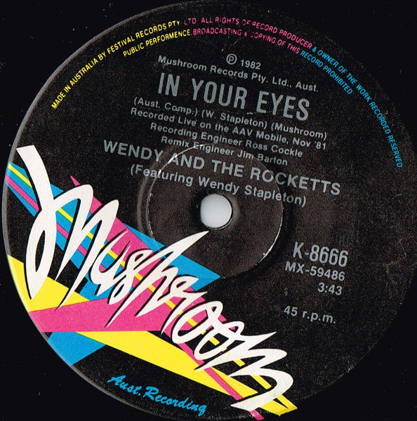 Wendy & The Rocketts : Your Place Or Mine (7", Single)