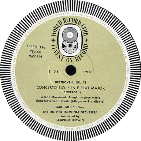 Beethoven*, Emil Gilels, Philharmonia Orchestra, Leopold Ludwig : Emperor - Concerto No. 5 In E Flat Major, Op. 73 (LP, Album, Mono, Club)