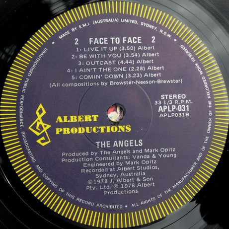The Angels : Face To Face (LP, Album, Gat)