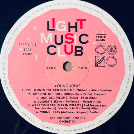 Ray Anthony & His Orchestra : Young Ideas (LP, Album, Mono, Club)