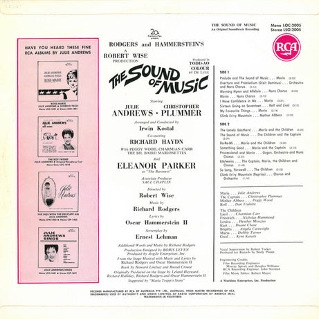 Rodgers & Hammerstein : The Sound Of Music (LP, Album, Mono)