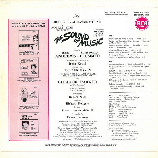 Rodgers & Hammerstein : The Sound Of Music (LP, Album, Mono)