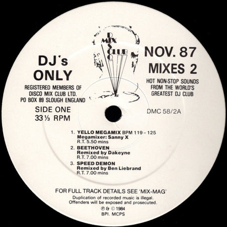Various : November 87 Mixes 2 (12", P/Mixed)