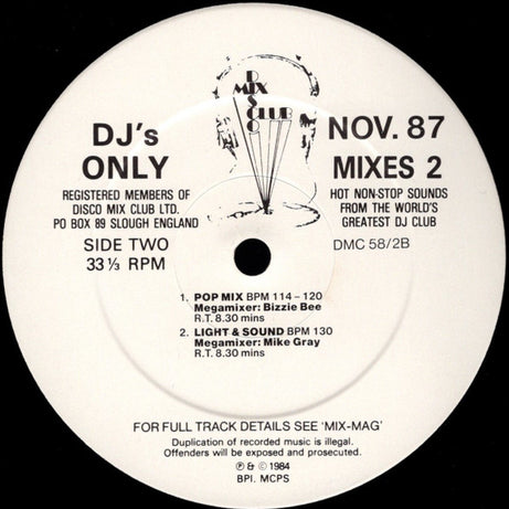 Various : November 87 Mixes 2 (12", P/Mixed)
