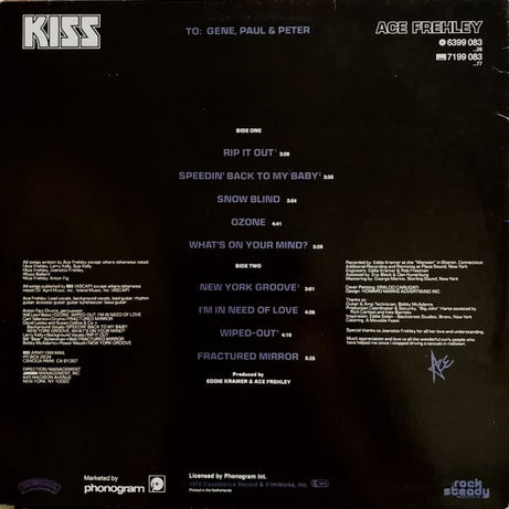 Kiss, Ace Frehley : Ace Frehley (LP, Album, RE)