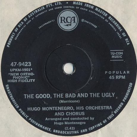 Hugo Montenegro, His Orchestra And Chorus : The Good, The Bad And The Ugly (7", Single)