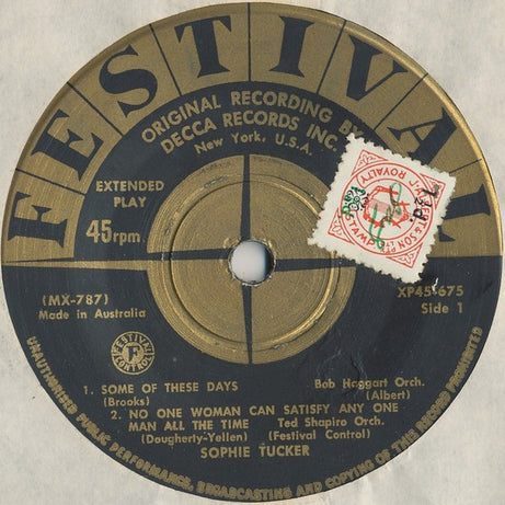 Sophie Tucker : Who Wants Them Tall Dark + Handsome!? (7", EP)