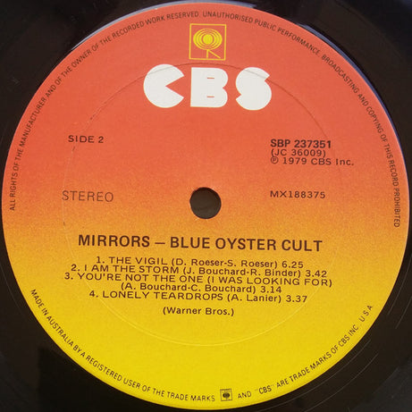 Blue Öyster Cult : Mirrors (LP, Album)